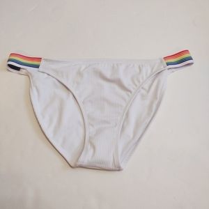 Xhilaration White Ribbed Rainbow Bikini Bottom